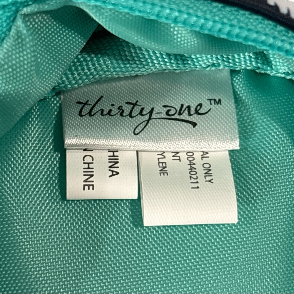 NWT Thirty-One 31 Cute Case Navy Doodle Dot Teal Gift Travel Zipper - Picture 8 of 9
